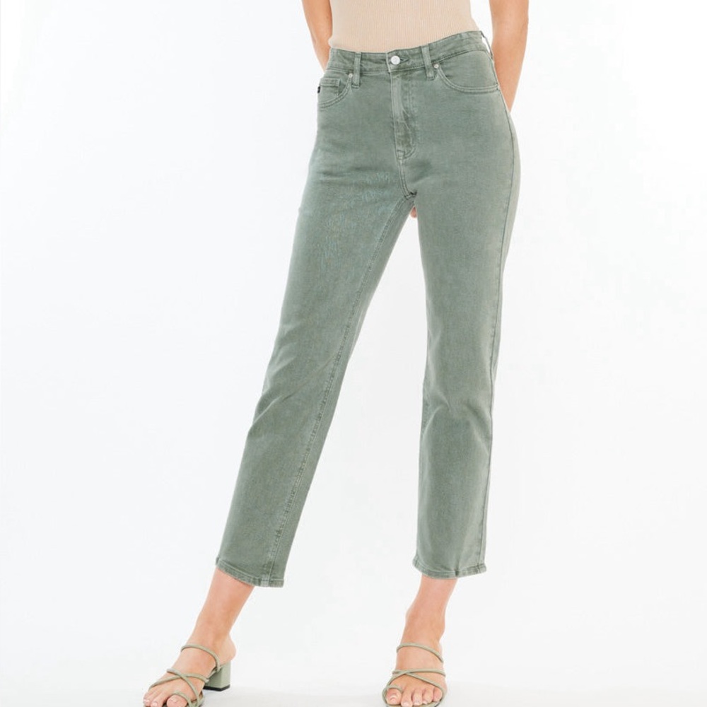 KanCan‎ Zandria Ultra High Rise 90’s Sage Green Straight Leg Denim Jeans